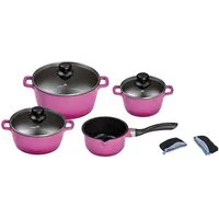 KING Topf-Set, Aluminiumguss (Set, 7-tlg., je 1 Kochtopf Ø 16/20/24 cm, 1x Stielkasserolle Ø 16 cm), mit gratis Henkelpads, Induktion