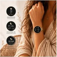 XCOAST SIONA2 ultraflache Damen Smartwatch (4,2 cm) AMOLED, Frauen Smartwach, Armbanduhr, 1-tlg., Edelstahl, dezente Damen Smart Watch, 7 Tage Akku, Blutdruck, Puls, Sport