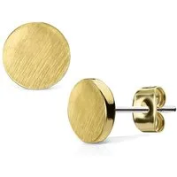 BUNGSA Ohrring-Set Gold - Ohrstecker rund gebürstet aus Edelstahl Damen (1 Paar (2 Stück), 2-tlg), Ohrschmuck Ohrringe