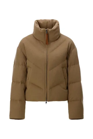 Rich & Royal - Cropped Flannel Puffer Jacket caffee latte - Gr. - 36