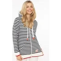 Zwillingsherz Kapuzensweatjacke "Maritim" gestreift, Kapuze mit Kordel und Herzen, Taschen, Zipper