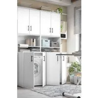 freiraum Waschmaschinenumbauschrank Laundry (4er-Set) in Weiß - 146x206x67 (BxHxT)