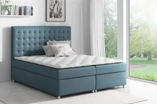 Boxspringbett Schlafzimmerbett CARIN Polyesterstoff Jeansblau 200x200cm