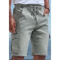 John Devin Shorts Bermuda, kurze Jogger Pants mit Cargotaschen, knielang, elastische Schlupf-Bermuda