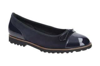 Gabor Damen Ballerinas 04.100.36 atlantik/cognac Echtleder Slipper 1cm Absatz