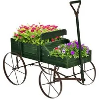 COSTWAY Blumenständer, Pflanzwagen mit 4 Metallrädern & Griff, 62x34x60cm