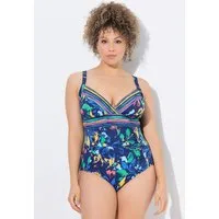 Ulla Popken Badeanzug Badeanzug Softcups V-Ausschnitt Powermesh