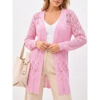 Elegant Love Strickjacke Damen Strandcardigan, Häkel-Strandjacke – Longcardigan in Ajourstrick Beach Kimono, Cover-Up – leichter Lochstrick Überwurf für den Sommer