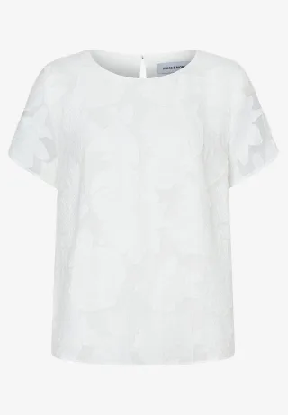 MORE & MORE - Bluse mit Flower-Dessin weiß - Gr. - 36