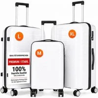 oyajia Kofferset Rollkoffer 3-teiliges Set 20 24 28 Zoll aus PP Hartschale, (Reisekoffer Set mit TSA Zahlenschloss & 4 Rollen, 3 tlg., Handgepäckkoffer + Mittelgroß + XL Trolley Set), Leichtes Trolley Set für Urlaub Business Reisen