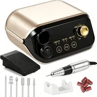 ibettertec Maniküre-Pediküre-Set Elektrische Nagelfräser 35000 RPM, Nagelfeile Profi Nagelstudio Maniküre Pediküre Fräser Set, mit Fußpedal für Gel Acryl UV Gel Kunstnägel