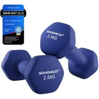SONGMICS Kurzhantel Hanteln, 5 Gewichtsklasse, (2er Set Neopren-Beschichtung, Hantelset, Kurzhanteln, Hexagon), 2 x 3 kg, Krafttraining, Workout, Fitnesstraining, für Zuhause