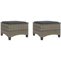 vidaXL Hocker Gartenhocker mit Kissen 2 Stk. Grau 55x55x36 cm Poly Rattan (1 St)