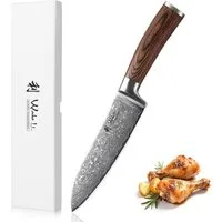 Wakoli Santokumesser EDIB Sakura Damast Santoku Messer Küchenmesser 17 cm Klinge, aus 67 Lagen Damaststahl, VG-10 Kern