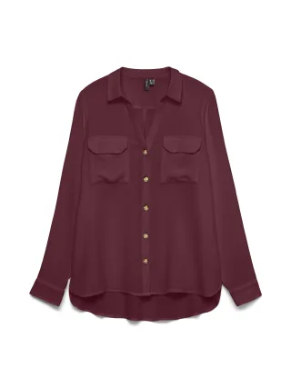VERO MODA - VMBUMPY L/S SHIRT NEW WVN NOOS Windsor Wine - Gr. - M