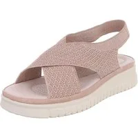 Ital-Design Damen Sandalette mit Keilsohle und Strickoptik Riemchensandalette (91849487) Keilabsatz/Wedge Keilsandaletten in Altrosa