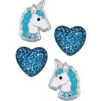 Limana Ohrring-Set 925 Silber Pferde Einhorn Edelstahl Herz Kinder Mädchen Ohrstecker, Kinderohrringe Mädchenohrringe Glitzer Zirkonia