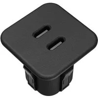 kalb Steckdose USB-C Einbau-Hub 2-Fach für Möbel & Tischplatten Schwarz o. Silbergrau