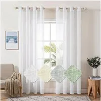 Sunicol Gardine 2er Set Voile Vorhänge Sheer mit Ösen Transparente Leinenvorhang, Leinen Optik Wohnzimmer Lichtdurchlässig Dekoschal Schlafzimmer