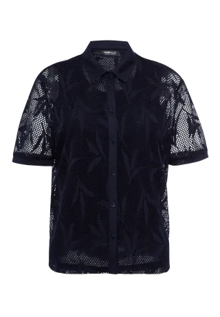 FRANK WALDER - Bluse CHARMING FLAIR mit elastischer Lochspitze ink - Gr. - 38