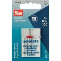 Prym Stricknadeln Doppel-Nähmaschinennadeln Stärke 100/6 mm silberfarbig