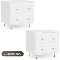 Lexzurn Nachttisch Nachttisch(1-St/2-St), Beistelltisch mit 2 Schubladen (Modern abgeschrägte Kante, Nachtschränkchen),  Nachtschrank für Schlafzimmer, Wohnzimmer