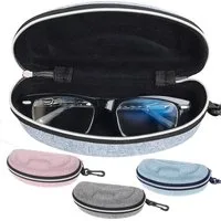 CEPEWA Brillenetui Brillenetui 3er Set Leinenoptik Reisverschluss PVC 16x7x5cm PVC