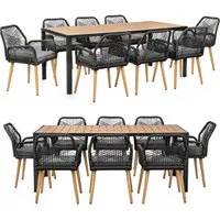 Swing&Harmonie Garten-Essgruppe für 6-8 Personen mit Tisch, Seilgeflecht-Stühle Esstisch, (Garten Sitzgruppe, wetterfest, WPC-Tischplatte, inkl. Kissen), Outdoor Terrasse
