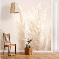 Bilderdepot24 Fototapete Blumen Pampasgras Sonnenlicht Blumentapete Floral Natur Modern Kunst, Glatt, Matt, (Vliestapete inkl. Kleister oder selbstklebend), Wohnzimmer Schlafzimmer Küche Flur Motivtapete Vliestapete Wandtapete