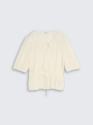 Denim Tom Tailor - Bluse mit Schleifen off white - Gr. - M