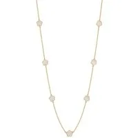 KARMA Lange Kette Blumen 100 cm Damen Gold Schwarz od. Weiß (wasserfest hypoallergen, Geschenk für Frauen Blumenkette), Halskette Pulloverkette Damenhalskette