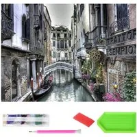 LA CUTE Malen nach Zahlen XXXL 5d Diamond Painting Venedig Malen nach Zahlen 120x60cm (Komplettset für 5D Diamond Painting inklusive Leinwand, Diamanten und Werkzeugen, Diamond Painting Set mit Zubehör für DIY-Kreativität und Entspannung), 120x60cm 5