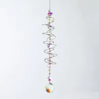 MOPUEA Windspiel 3D Windspiel aus Edelstahl Kristall Sonnenfänger mit Spiralschwanz (3D-Effekt Windspiel für Fenster Garten Balkon, mit Spiraleffekt, 1 St), Regenbogen Deko Hängend Innen Außen, 45 cm