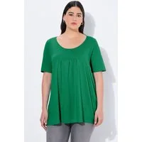 Ulla Popken T-Shirt T-Shirt Zierfalten A-Linie Rundhals Halbarm Modal