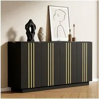 Merax Sideboard mit Vergoldeten Linien, 35x140x70cm (1 St), Aufbewahrungsschrank Kommode mit 4 Türen & verstellbaren Einlegeböden