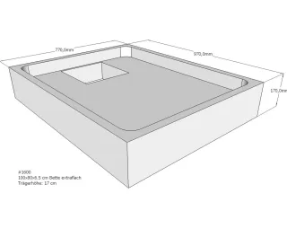 Neuesbad Wannenträger für Bette extraflach 100x80x6,5 SD21157