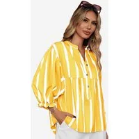 Imily Bela Blusentop Damen Puffärmel Bluse gestreift (Packung, 1-tlg., 1per-Pack) kontrastfarben