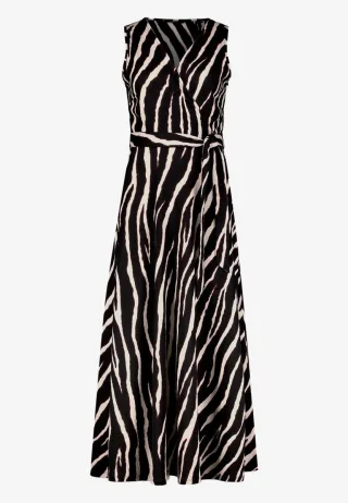 zero - Maxikleid in Wickeloptik beige/schwarz - Gr. - 34