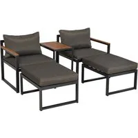 MERXX Gartenlounge-Set Lindos, (Set, 11-tlg), inkl. 2 Sessel, 2 Hocker, 2 Rückenkissen, 4 Sitzkissen, 1 Tisch