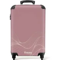 NoBoringSuitcases.com© Hartschalen-Trolley Rosa mit abstrakten Wellenlinien 55x35x20cm, 4 Rollen, Handgepäck Koffer & Trolleys, Luggage, Reisekoffer Frauen