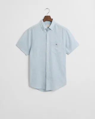 GANT - Regular Fit Baumwoll Leinen Hemd fresh blue - Gr. - XL