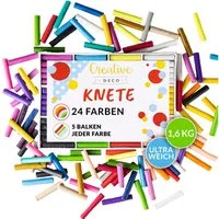 Creative Deco Knete Knete für Kinder Schule, 24 Farben, 1600g, Trocknet Nie (24-tlg)