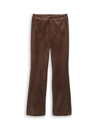Denim Tom Tailor - Flared Hose in Wildleder-Optik cool dark brown - Gr. - XL