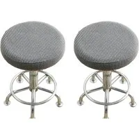 Agger Stuhlhusse 2 Stück Hocker Bezug Rund Luxuriöser Stoff, Durchmesser 30-40cm, Rund Dehnbar Knitterfrei Waschbar Staubdicht Hocker Bezug