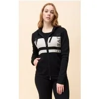 Passioni Kapuzenstrickjacke Sweatjacke mit Kapuze und Streifendetails