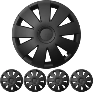 4x PREMIUM DESIGN Radkappen Radzierblenden 15 ZOLL "Nefryt" in Schwarz