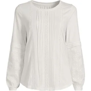 Biesenshirt aus Baumwoll/Modalmix für Damen in Plus-Größe, Damen, size: plus, Elfenbein, Baumwoll-Mischung/Viskose-Mischung, by Lands' End