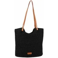 ITALYSHOP24 Schultertasche DAMEN TASCHE Boho Shopper Strohtasche Tote Bag Geflecht Häkeltasche, Textil Basttasche Strand Retro Freizeit Urlaub Sommer Beuteltasche