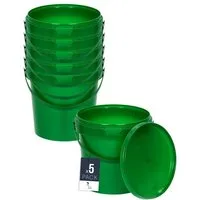 BENBOW Aufbewahrungssystem Eimer mit Deckel 30 20 10 1 0,5 L Grün Lebensmittelecht Eimer, Polypropylen - Lebensmittelecht, Geschmacksneutral, Auslaufsicher, (5-tlg., PZH-, BRC- und DIN-ISO-zertifiziert), für Lebensmittel, Farben, Chemikalien
