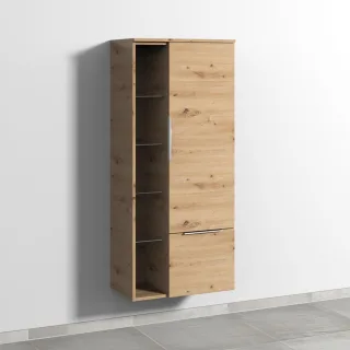 Sanipa 3way Stauraumschrank mit 1 Tür, 1 Auszug und offenen Fächern, Eiche Natural-Touch UM18385